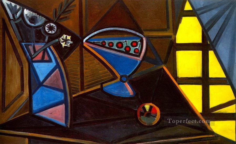 Vase de fleurs et compotier 1 1943 Cubist Oil Paintings